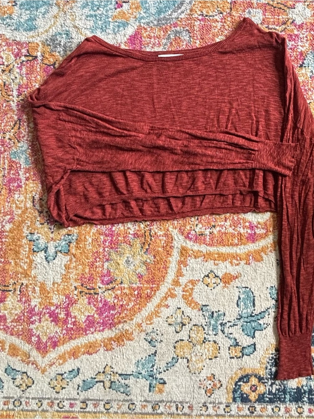 NATURAL LIFE Rust Red Long-Sleeve Lightweight Top